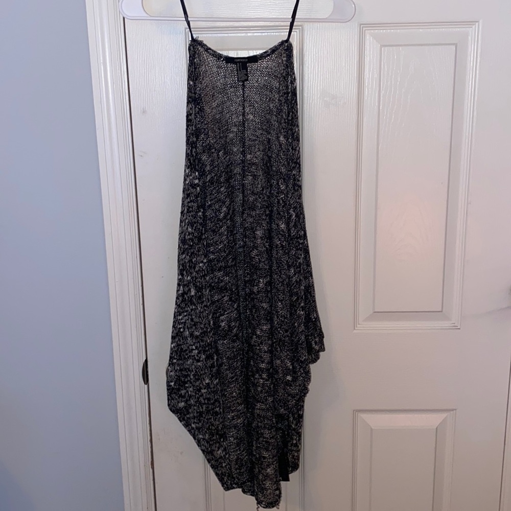 Forever 21 Black/Gray/White Quarter Length Sleeve Cardigan Size Small